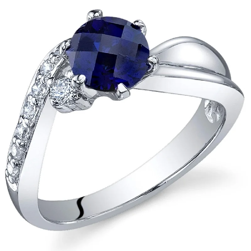 Birthstone gemstone rings with personal stone selections -Sterling Silver 1.25 ct Created Sapphire Birthstone Ring