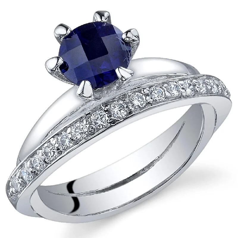 Stackable gemstone rings perfect for finger layering flair -Sterling Silver 1.25 ct Created Sapphire Birthstone Ring