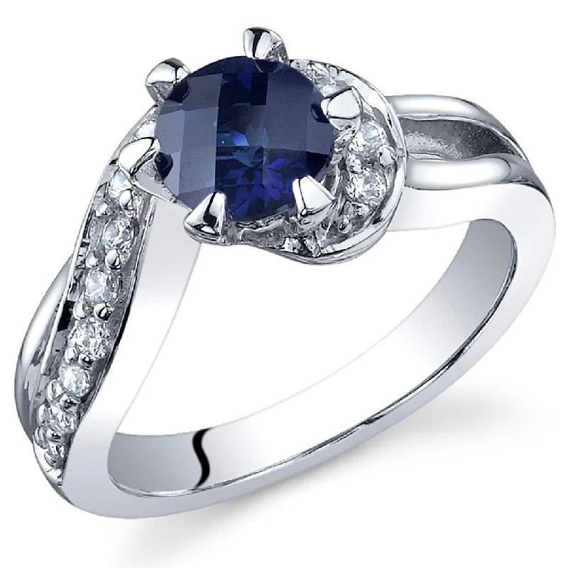 Artisan gemstone rings with unique stone craftsmanship -Sterling Silver 1.25 ct Created Sapphire Engagement Ring