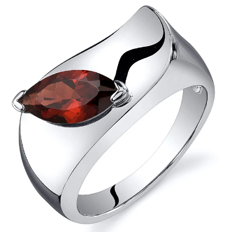 Light gemstone rings ideal for daily finger wear -Sterling Silver 1.25 ct Garnet Solitaire Ring