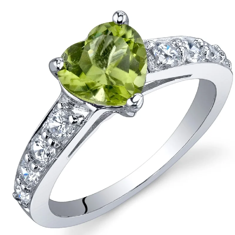 Birthstone gemstone rings with personal stone selections -Sterling Silver 1.25 ct Peridot Birthstone Ring