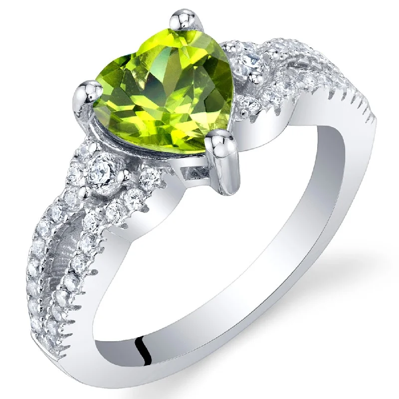 Gemstone rings perfect for holidays with stone cheer -Sterling Silver 1.25 ct Peridot Birthstone Ring