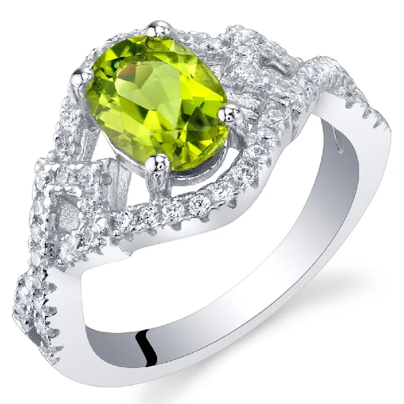 Gemstone rings featuring vivid stones for fierce flair -Sterling Silver 1.25 ct Peridot Birthstone Ring