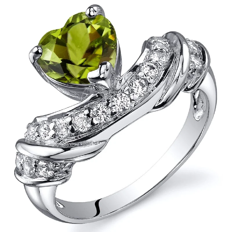 Gemstone rings featuring tourmaline for rich fall tones -Sterling Silver 1.25 ct Peridot Promise Ring