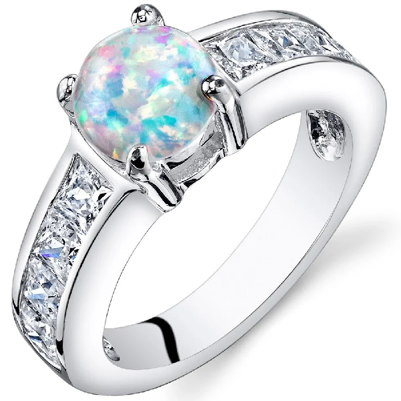 Luxe gemstone rings showcasing dazzling oversized stone brilliance -Sterling Silver 1.25 ct White Opal Engagement Ring