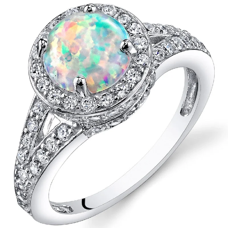 Gemstone rings featuring moonstone for ethereal stone glow -Sterling Silver 1.25 ct White Opal Halo Ring