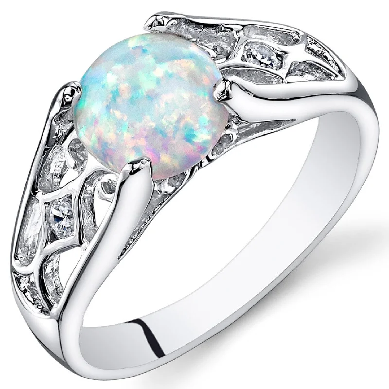 Fringe gemstone rings with stone drops for play -Sterling Silver 1.25 ct White Opal Ring