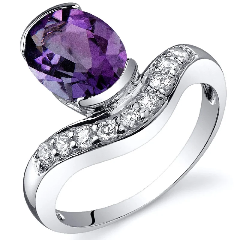 Simple gemstone rings ideal for everyday finger charm -Sterling Silver 1.5 ct Amethyst Birthstone Ring