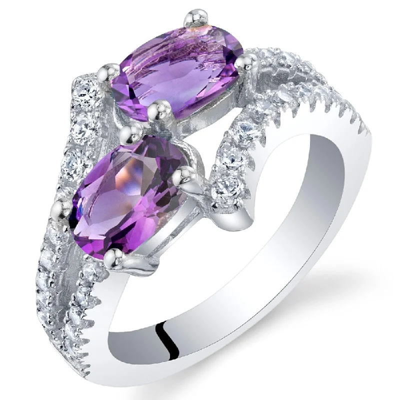 Gemstone rings with retro stone settings for charm -Sterling Silver 1.5 ct Amethyst Birthstone Ring