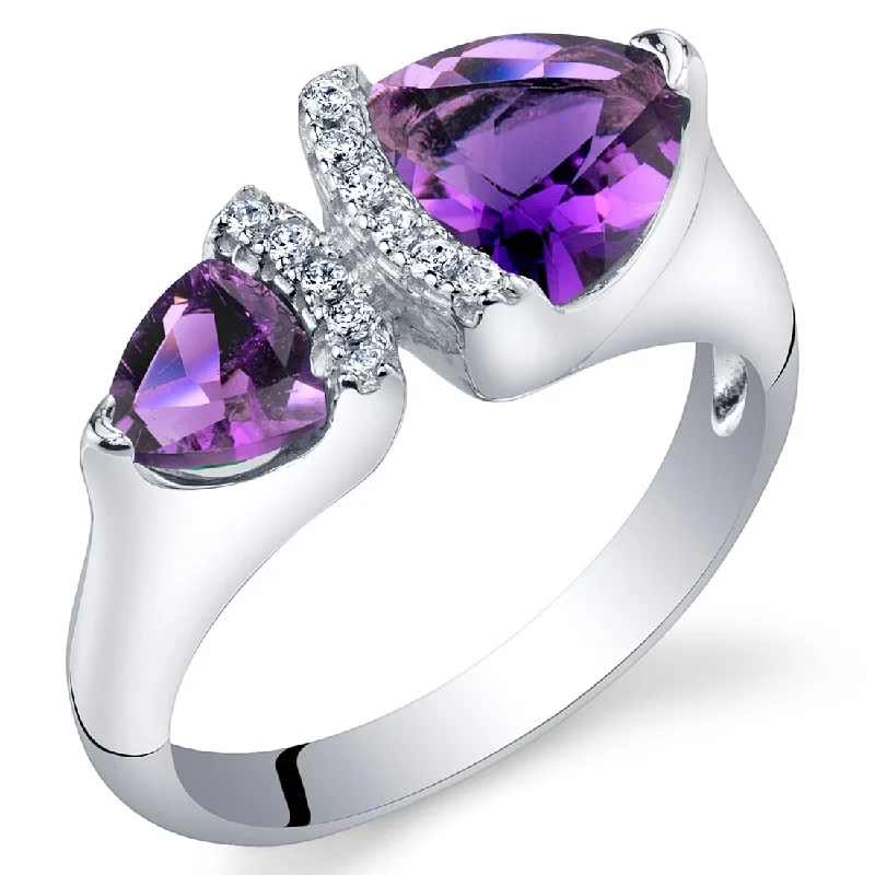 Gemstone rings with white gold for sleek shine -Sterling Silver 1.5 ct Amethyst Birthstone Ring