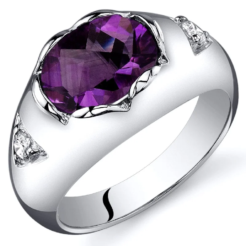 Sharp gemstone rings with modern stone cut elegance -Sterling Silver 1.5 ct Amethyst Promise Ring