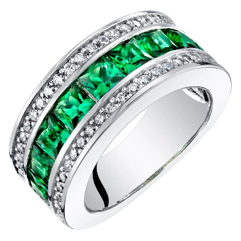 Luxe gemstone rings showcasing dazzling oversized stone brilliance -Sterling Silver 1.5 ct Created Emerald Birthstone Ring