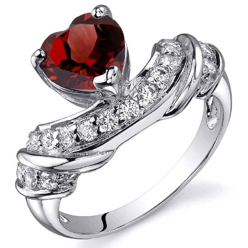 Quartz gemstone rings with clear stone finger elegance -Sterling Silver 1.5 ct Garnet Birthstone Ring