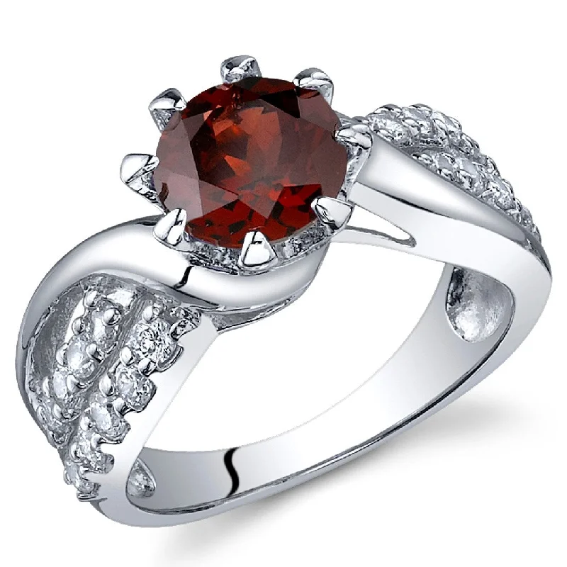 Gemstone rings inspired by cosmos with stone shine -Sterling Silver 1.5 ct Garnet Birthstone Ring