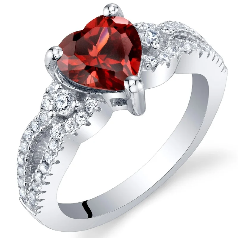 Gemstone rings inspired by stars with stone glow -Sterling Silver 1.5 ct Garnet Birthstone Ring