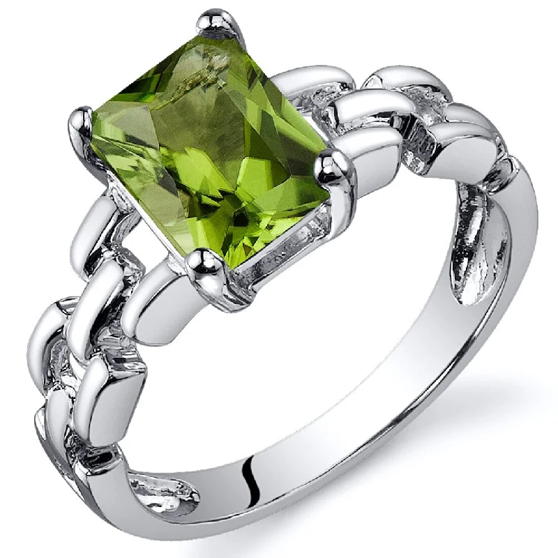 Sleek gemstone rings with floating stone band settings -Sterling Silver 1.5 ct Green Amethyst Solitaire Ring