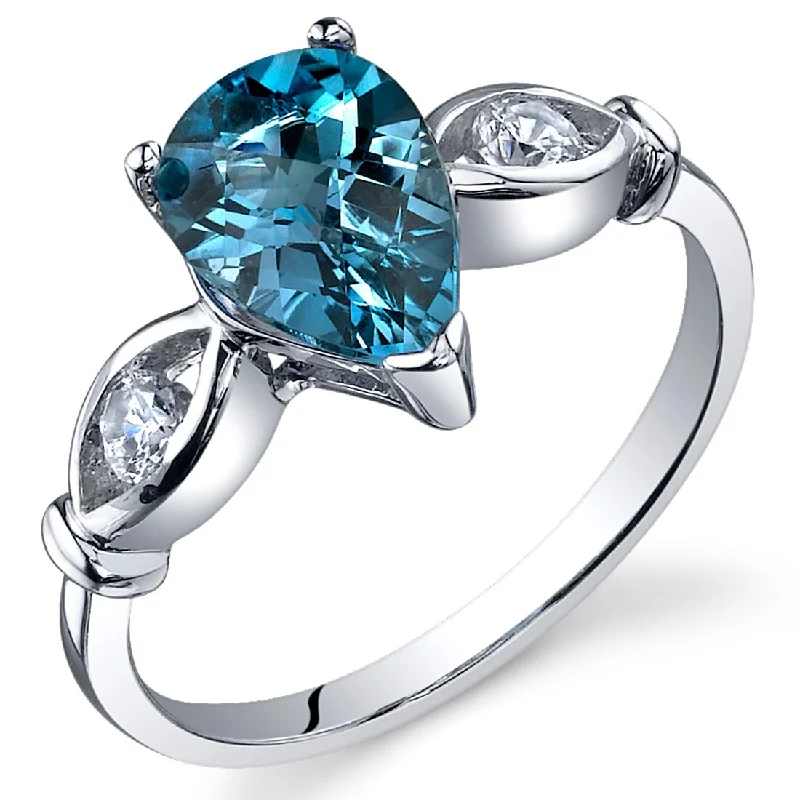 Retro gemstone rings featuring classic stone band designs -Sterling Silver 1.5 ct London Blue Topaz Birthstone Ring