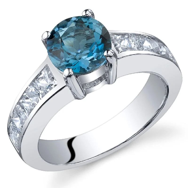 Quartz gemstone rings with clear stone finger elegance -Sterling Silver 1.5 ct London Blue Topaz Promise Ring