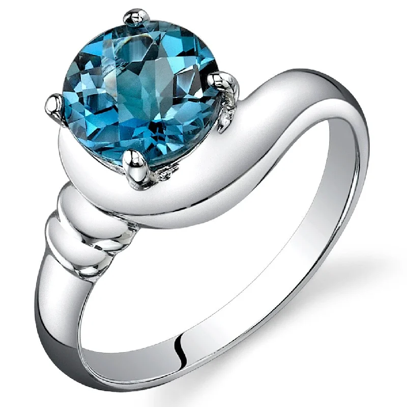 Gemstone rings inspired by stars with stone glow -Sterling Silver 1.5 ct London Blue Topaz Solitaire Ring