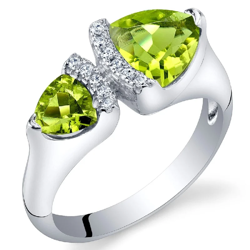 Modern gemstone rings with trendy stone designs -Sterling Silver 1.5 ct Peridot Birthstone Ring