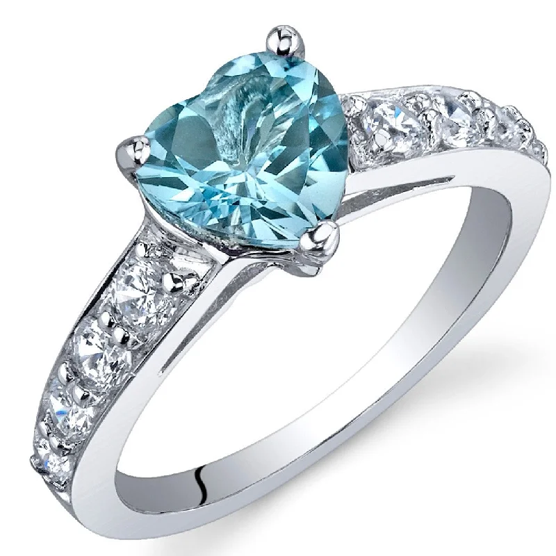 Gemstone rings perfect for kids with colorful stones -Sterling Silver 1.5 ct Swiss Blue Topaz Promise Ring