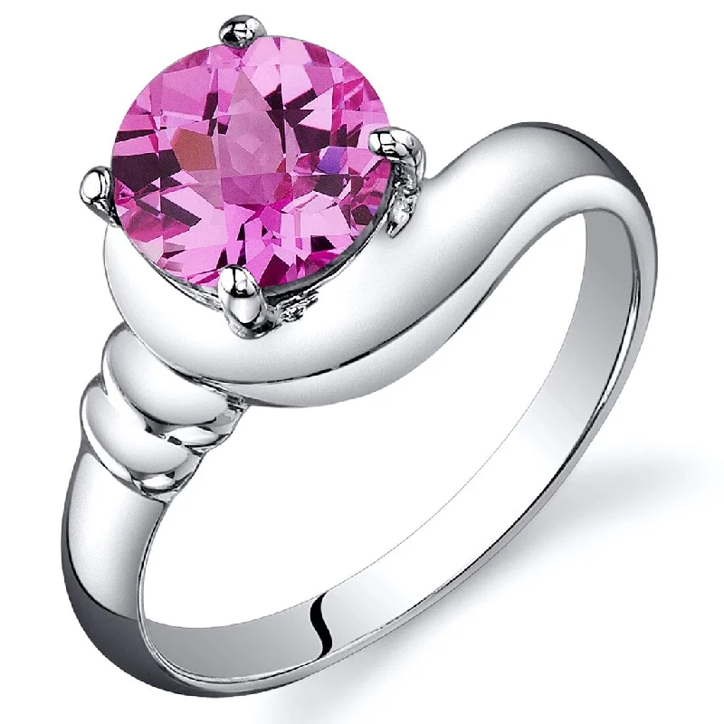 Stylish gemstone rings perfect for vibrant finger elegance -Sterling Silver 1.75 ct Created Pink Sapphire Solitaire Ring