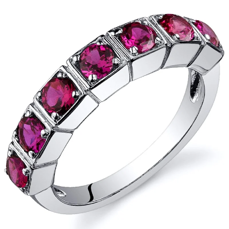 Rose gold gemstone rings for warm finger glow -Sterling Silver 1.75 ct Created Ruby Birthstone Ring