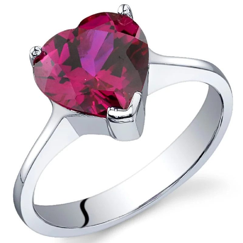 Affordable gemstone rings under fifteen dollars for gifts -Sterling Silver 1.75 ct Created Ruby Birthstone Ring