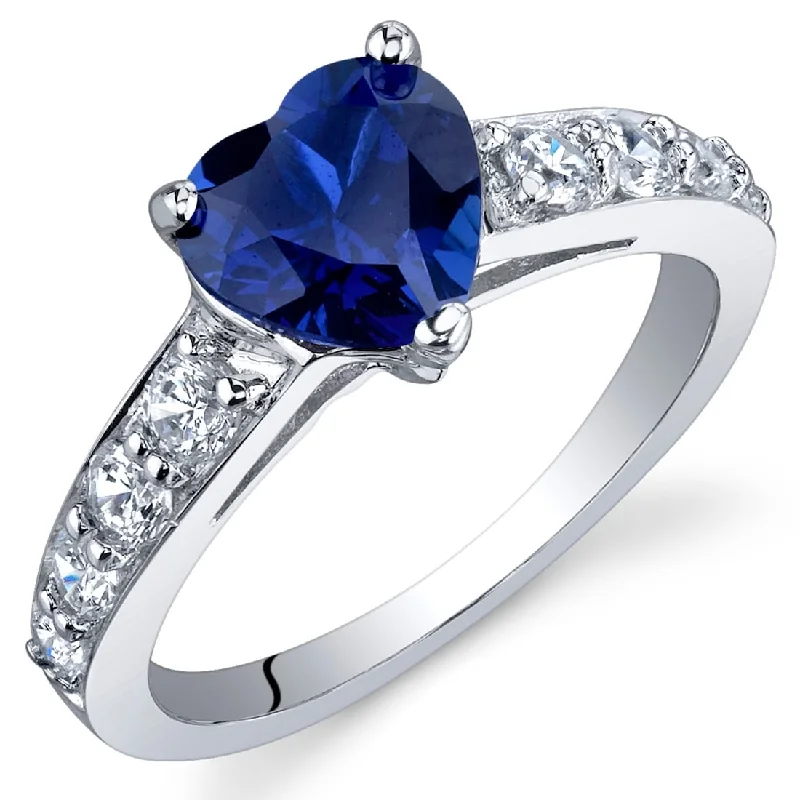 Gemstone rings with thin bands for light wear -Sterling Silver 1.75 ct Created Sapphire Birthstone Ring