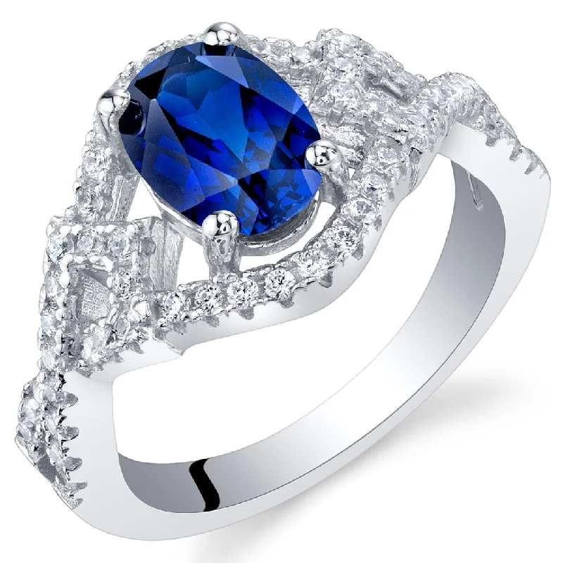 Gemstone rings perfect for teens with bold stones -Sterling Silver 1.75 ct Created Sapphire Birthstone Ring