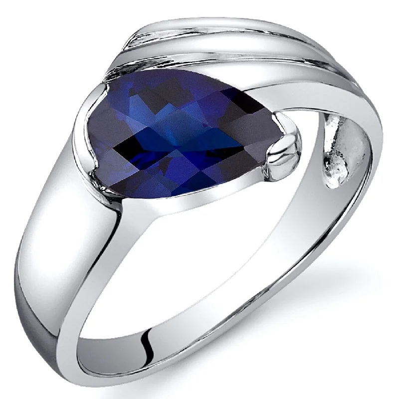 Vermeil gemstone rings with gold stone finger shine -Sterling Silver 1.75 ct Created Sapphire Solitaire Ring