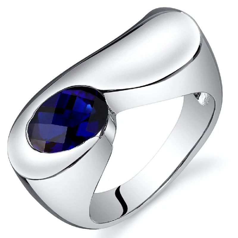 Gemstone rings with white gold for sleek shine -Sterling Silver 1.75 ct Created Sapphire Solitaire Ring