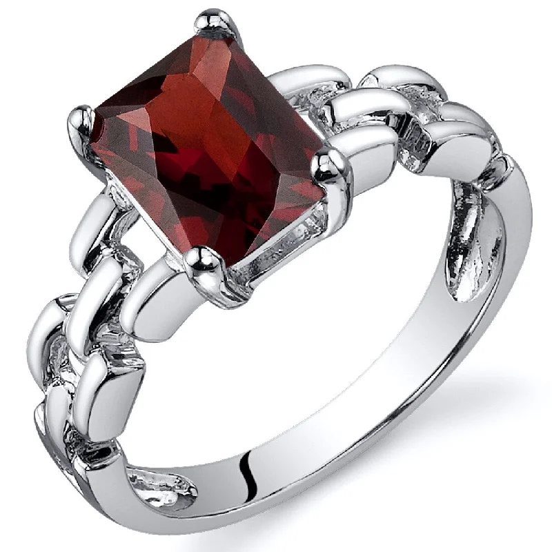 Silver gemstone rings offering budget stone sparkle -Sterling Silver 1.75 ct Garnet Solitaire Ring