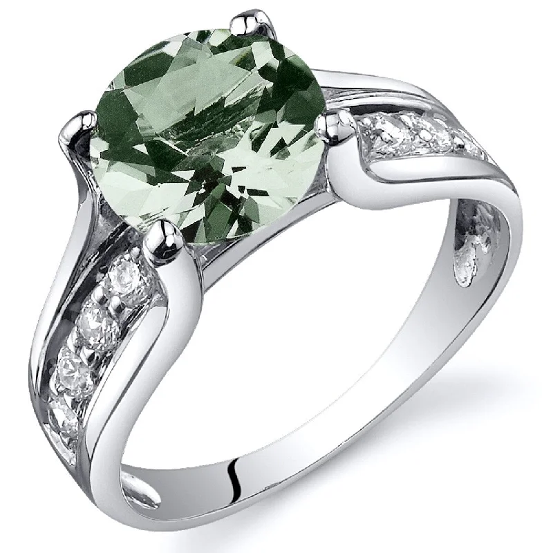 Gemstone rings perfect for stacking with slim bands -Sterling Silver 1.75 ct Green Amethyst Birthstone Ring