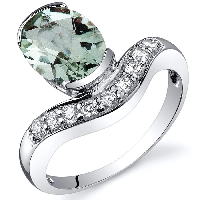 Gemstone rings perfect for kids with colorful stones -Sterling Silver 1.75 ct Green Amethyst Birthstone Ring