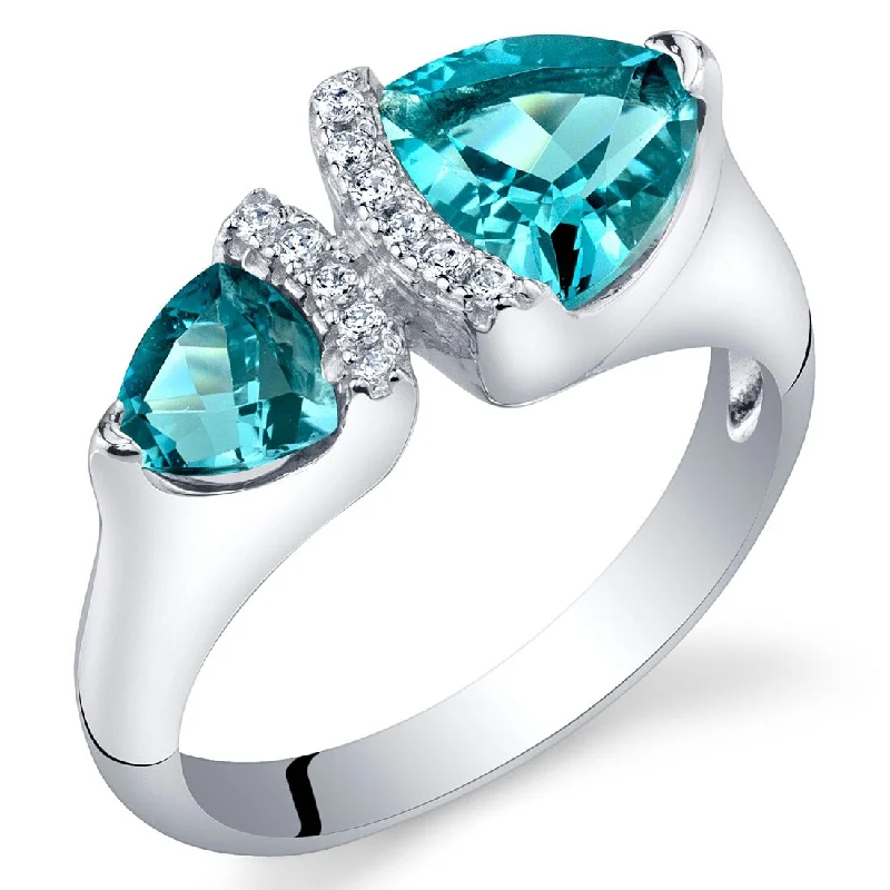 Sculpted gemstone rings with carved stone band art -Sterling Silver 1.75 ct London Blue Topaz Birthstone Ring