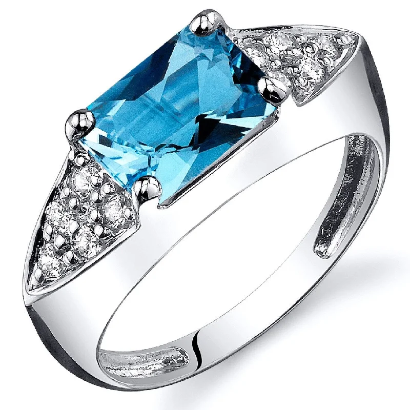 Gemstone rings crafted with sustainable stone sourcing -Sterling Silver 1.75 ct Swiss Blue Topaz Birthstone Ring