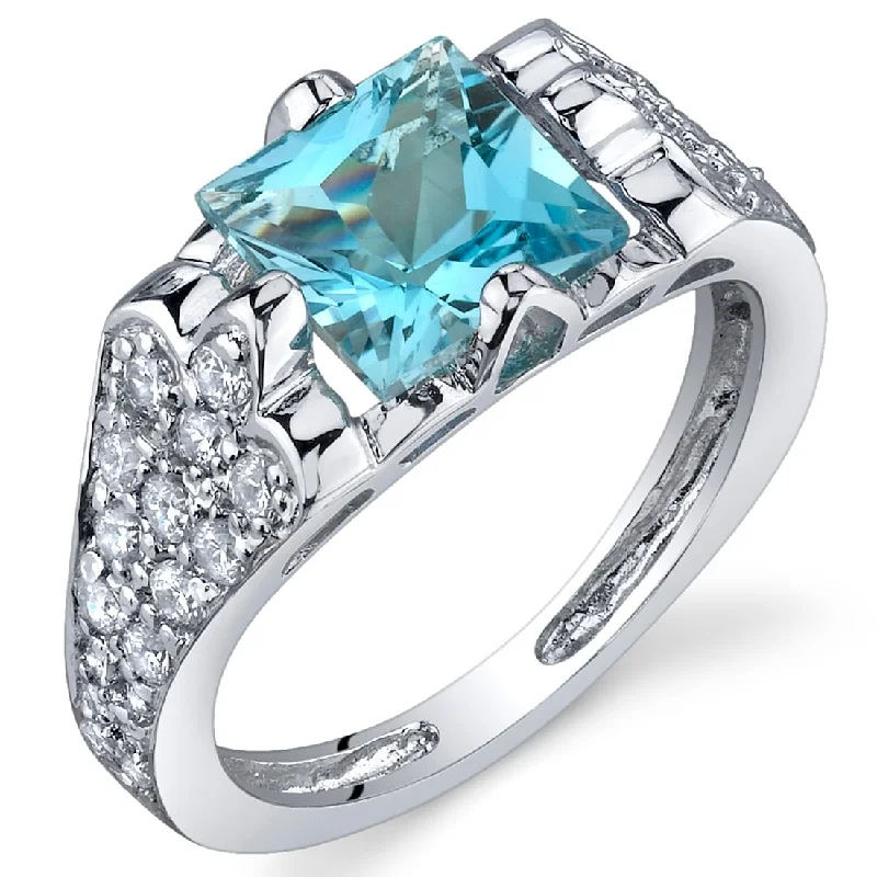 Gemstone rings featuring agate for banded stone charm -Sterling Silver 1.75 ct Swiss Blue Topaz Birthstone Ring