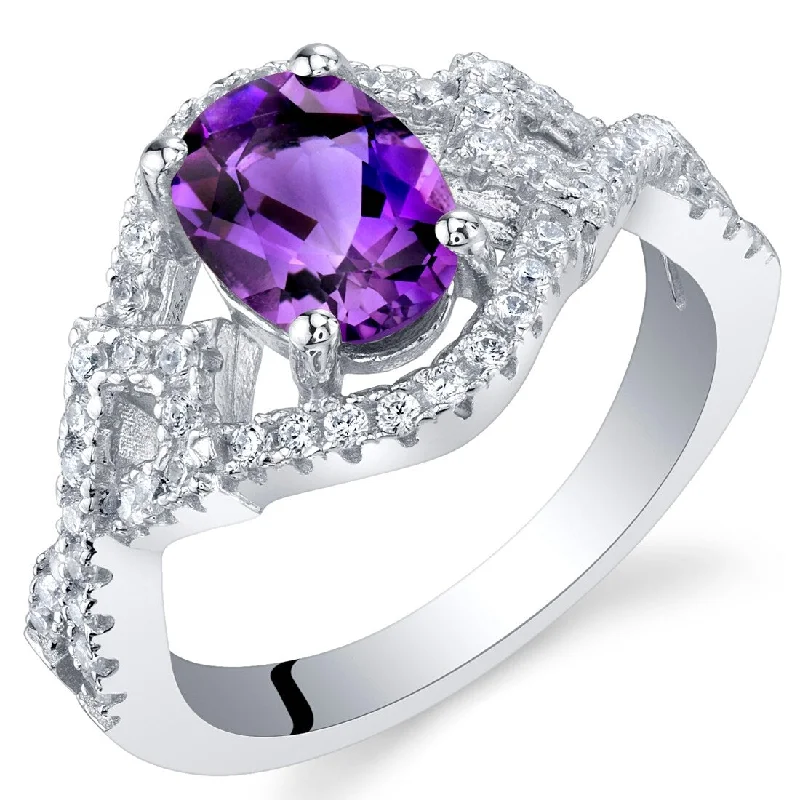 Gemstone rings featuring sunstone for fiery stone glow -Sterling Silver 1 ct Amethyst Birthstone Ring