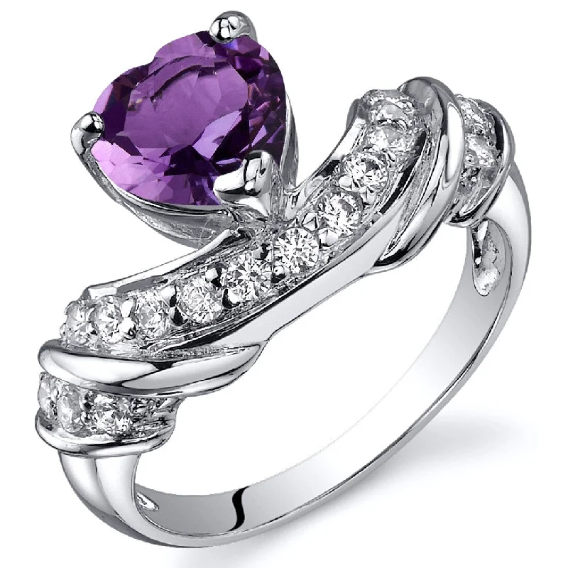 Oversized gemstone rings designed for bold finger impact -Sterling Silver 1 ct Amethyst Promise Ring