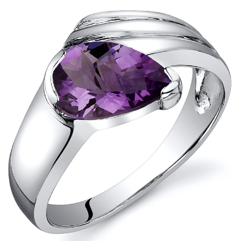 Gemstone rings featuring raw diamonds for wild beauty -Sterling Silver 1 ct Amethyst Solitaire Ring