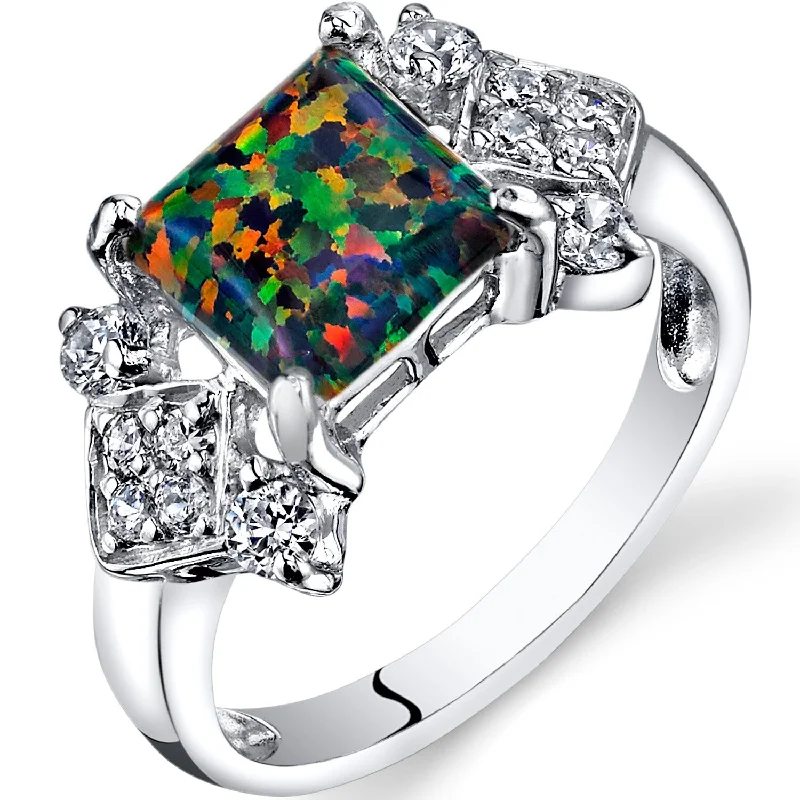 Delicate gemstone rings ideal for subtle finger accents -Sterling Silver 1 ct Black Opal Ring