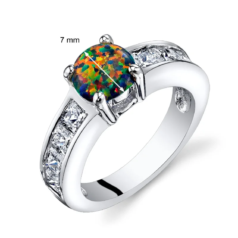 Gemstone rings featuring morganite for soft pink shine -Sterling Silver 1 ct Black Opal Ring