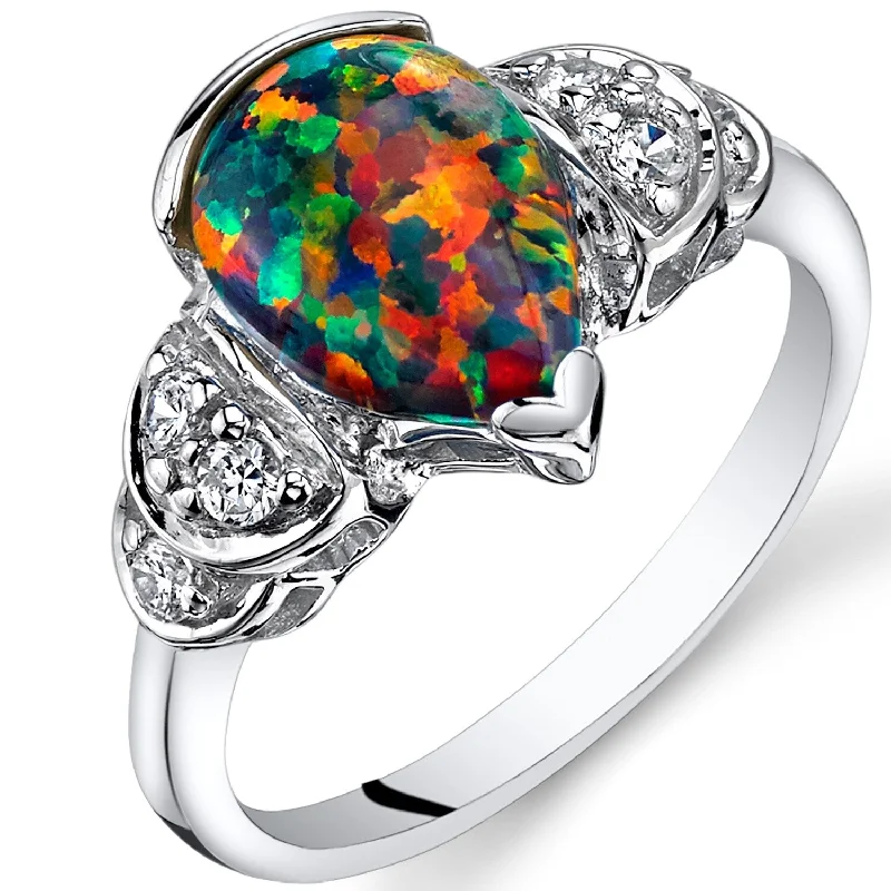 Glam gemstone rings perfect for dazzling night wear -Sterling Silver 1 ct Black Opal Ring