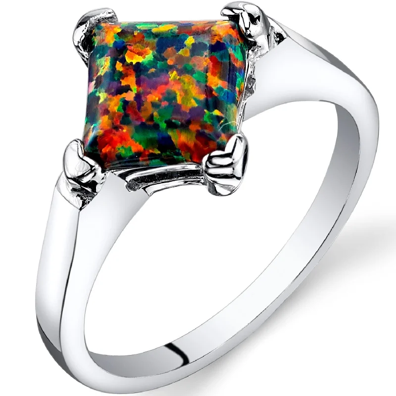 Gold gemstone rings adding bright shine to fingers -Sterling Silver 1 ct Black Opal Solitaire Ring