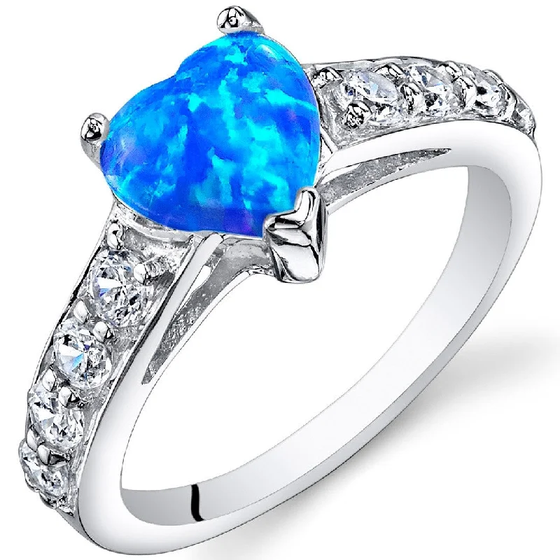 Gemstone rings featuring topaz for bright blue glow -Sterling Silver 1 ct Blue Opal Ring