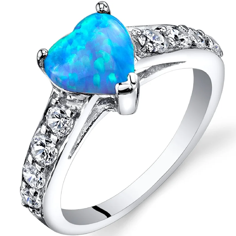 Gemstone rings featuring rose-cut stones for soft shine -Sterling Silver 1 ct Blue Opal Ring