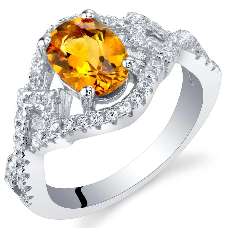 Chunky gemstone rings for striking finger statements -Sterling Silver 1 ct Citrine Birthstone Ring