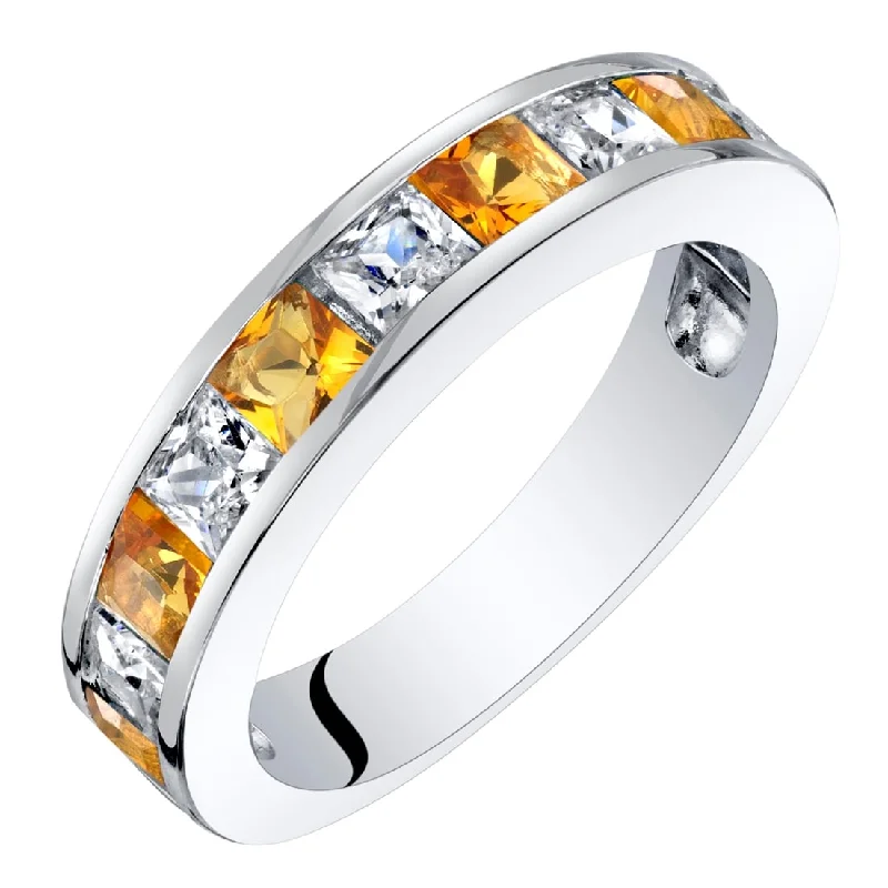 Twisted gemstone rings with artistic stone band flair -Sterling Silver 1 ct Citrine Birthstone Ring