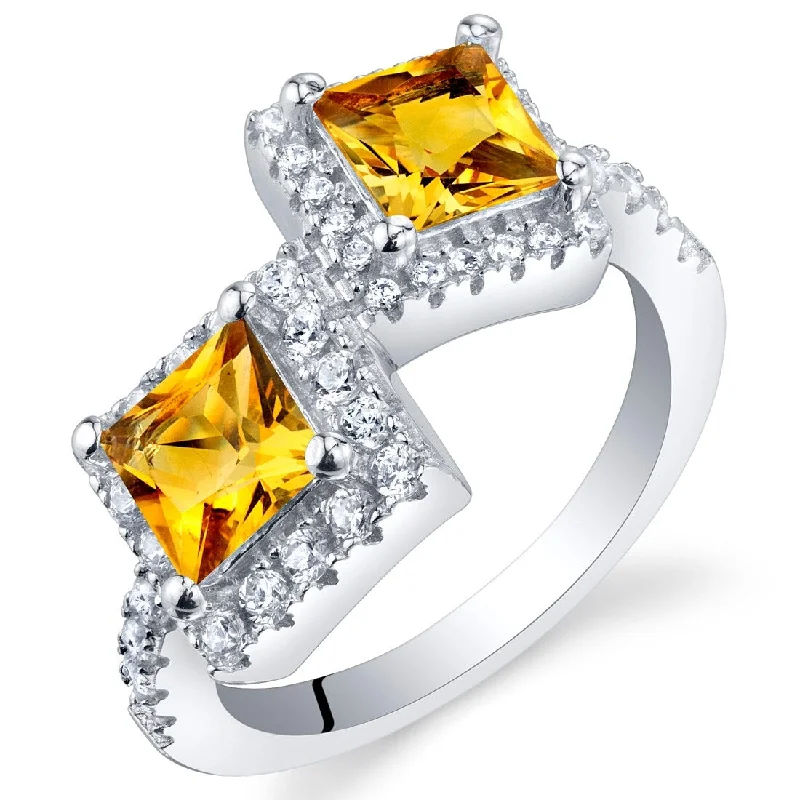 Vibrant gemstone rings with multicolor stone arrays -Sterling Silver 1 ct Citrine Birthstone Ring